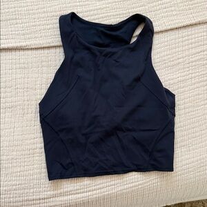 Navy blue High Neck Athletic Crop Top